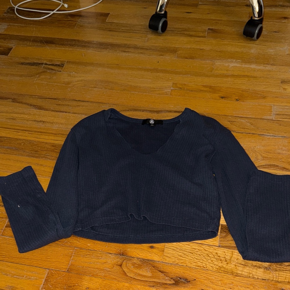 Misguided navy ribbed long sleeve